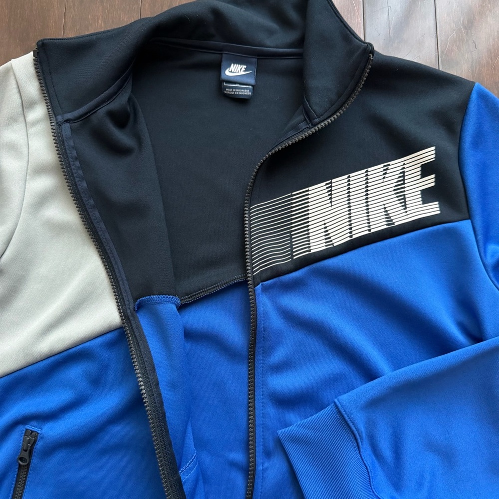 Nike Men’s Vintage Y2K Full Zip Jacket Size L Retro Blue Gray Black Gym Active - Picture 5 of 8